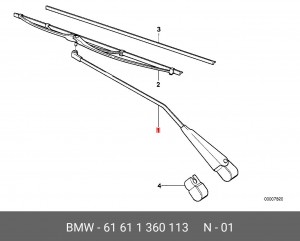 Рычаг стеклоочистителя, система очистки окон 61611360113 BMW