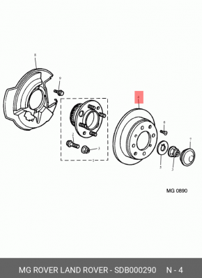 Тормозной диск SDB000290 MG ROVER LAND ROVER