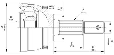 ШРУС NI-69A44 HDK