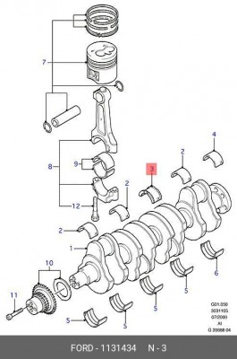 Вкладыши коренные коленвала 1131434 FORD