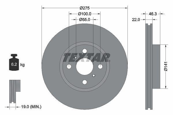Тормозной диск 92156200 TEXTAR