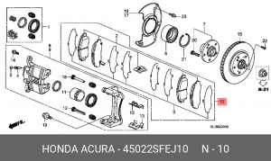 Колодки тормозные дисковые 45022-SFE-J10 HONDA
