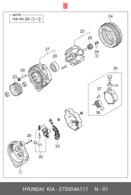 Генератор 373004A111 HYUNDAI KIA