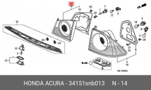 Фонарь задний 34151SNB013 HONDA