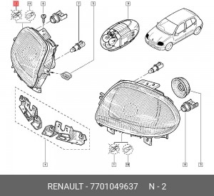 Фара головного света 7701049637 RENAULT