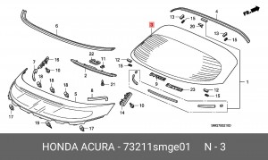 Стекло заднее 73211SMGE01 HONDA