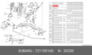 Пружина ходовой части 721105160 SUBARU