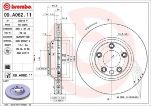 Тормозной диск 09.A062.11 BREMBO