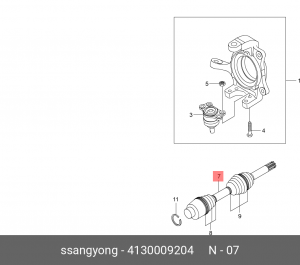 Вал привода колеса в сборе с ШРУСами 4130009204 SSANG YONG