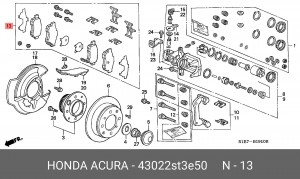 Комплект тормозных колодок, диско 43022-ST3-E50 HONDA