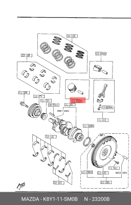Поршень ДВС K8Y1-11-SM0B MAZDA