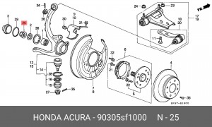Подшипник ступицы колеса 90305SF1000 HONDA