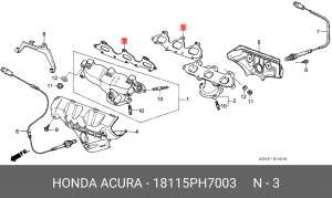 Прокладка, выпускной коллектор 18115PH7003 HONDA