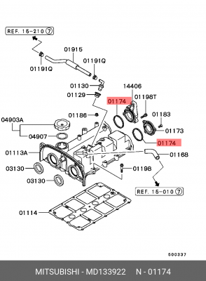 Прокладка, выпускной трубопровод MD133922 MITSUBISHI