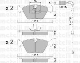 Комплект тормозных колодок, диско 2202075K METELLI