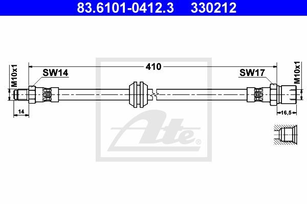 Тормозной шланг 83.6101-0412.3 ATE
