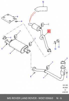 Глушитель выхлопных газов конечный WDE100660 MG ROVER LAND ROVER