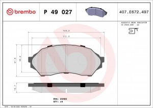 Комплект тормозных колодок, диско P49027 BREMBO