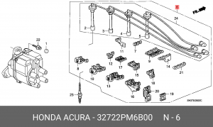 Ккомплект проводов зажигания 32722PM6B00 HONDA