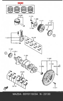 Поршневое кольцо B3Y011SC0A MAZDA