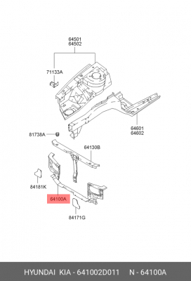 Облицовка передка 641002D011 HYUNDAI KIA