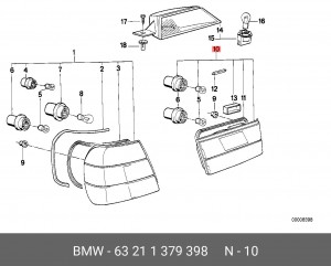Фонарь задний 63 21 1 379 398 BMW