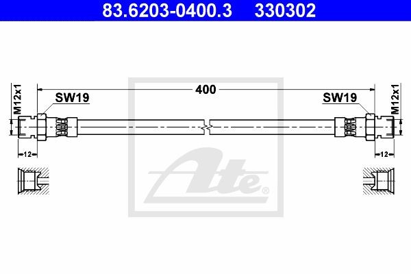 Тормозной шланг 83.6203-0400.3 ATE