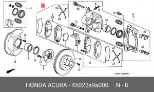Комплект тормозных колодок, диско 45022S9A000 HONDA
