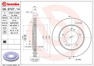 Тормозной диск 09.9727.14 BREMBO