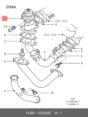Клапан возврата ОГ 1022682 FORD