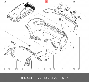 Накладка бампера 7701475172 RENAULT