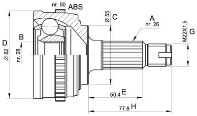 ШРУС HO-35A50 HDK