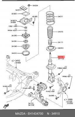 Амортизатор подвески EH1434700 MAZDA