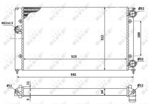 Радиатор, охлаждение двигател 529501 NRF