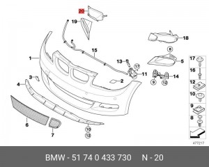 Воздуховод отопителя, кондиционирования салона 51 74 0 433 730 BMW