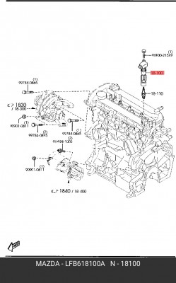 Катушка зажигания LFB618100A MAZDA