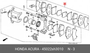 Комплект тормозных колодок, диско 45022-SH3-010 HONDA