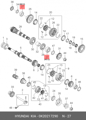 Подшипник КПП 0K20217290 HYUNDAI KIA