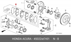 Комплект тормозных колодок, диско 45022ST7R01 HONDA