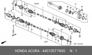 Шарнирный комплект, приводной вал 44010ST7N50 HONDA