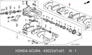 Комплект тормозных колодок, диско 43022-SF1-S01 HONDA