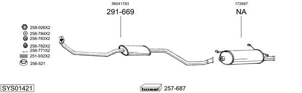Средний глушитель выхлопных газов 171707 BOSAL