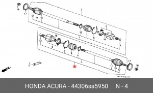 Шарнирный комплект, приводной вал 44306SA5950 HONDA