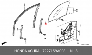Направляющая стекла двери 72271S9A003 HONDA