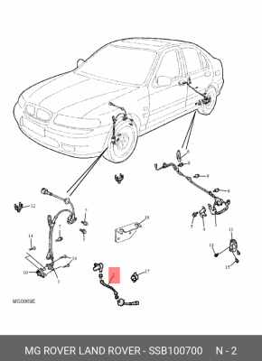 Датчик, частота вращения колеса SSB100700 MG ROVER LAND ROVER