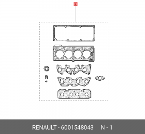 Комплект прокладок, головка цилиндра 6001548043 RENAULT