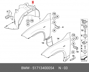 Подкрылок 51 71 3 400 054 BMW