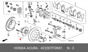Подшипник ступицы колеса со ступицей (комплект) 42200-TF0-N51 HONDA