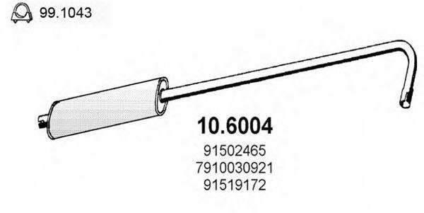 Средний глушитель выхлопных газов 106004 ASSO