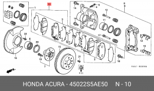 Комплект тормозных колодок, диско 45022-S5A-E50 HONDA